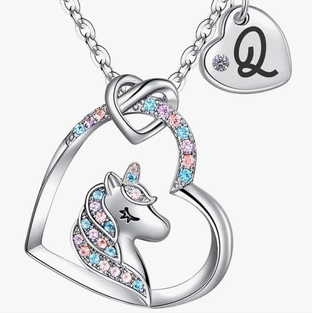 Gold Plated Unicorn Heart Initial Pendant Necklace (VARIOUS LETTERS AVAIL)